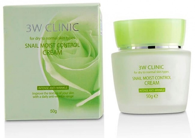 3W Clinic Snail Moist Control Cream Восстанавливающий крем для лица с улиточным муцином, 50 мл