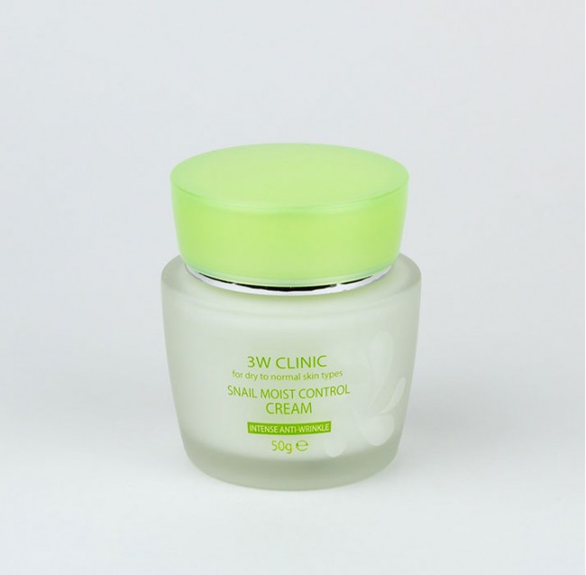 3W Clinic Snail Moist Control Cream Восстанавливающий крем для лица с улиточным муцином, 50 мл