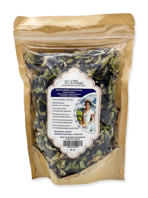 Eco Thai Сбор сушеных листьев Анчана (Клитория Тройчатая) Dried Butterfly Pea Flowers, 50 г Eco Thai Сбор сушеных листьев Анчана (Клитория Тройчатая) Dried Butterfly Pea Flowers, 50 г
