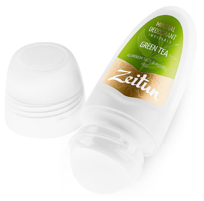 Zeitun Минеральный шариковый дезодорант "Зеленый чай" с коллоидным серебром, 50 мл