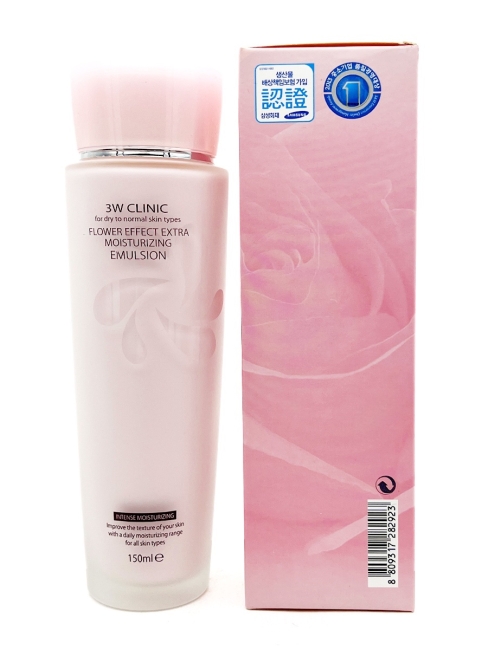3W Clinic Увлажняющая эмульсия для лица Flower Effect Extra Moisturizing Emulsion, 150 мл