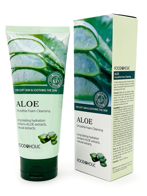 FoodaHolic Пенка для умывания с экстрактом алоэ Aloe Smoothie Foam Cleansing, 180 мл