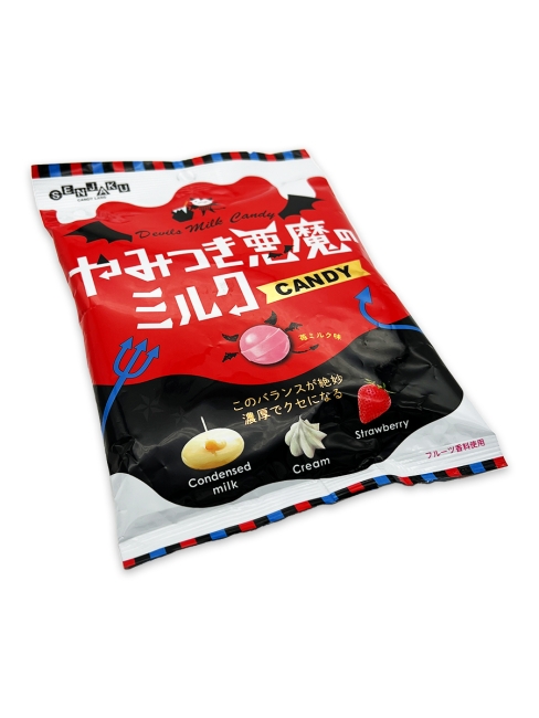 Senjaku Конфеты карамель леденцовая молочно-клубничная Devils, 50 г