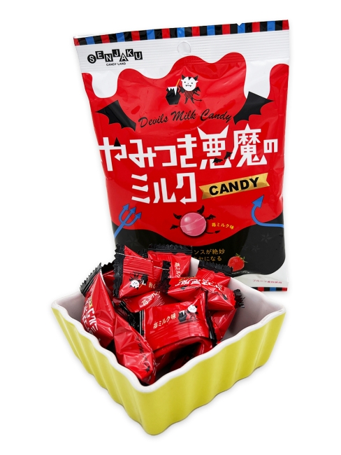 Senjaku Конфеты карамель леденцовая молочно-клубничная Devils, 50 г