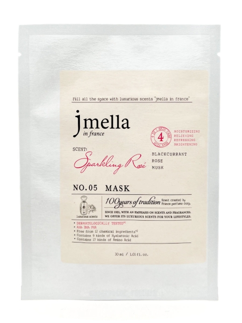Jmella Парфюмированная тканевая маска для лица "Сверкающая Роза" N0.05 In France Sparkling Rose Mask, 30 мл