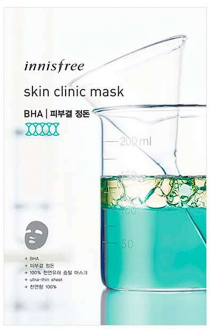 Innisfree Skin Clinic Mask BHA Ультратонкая листовая маска для лица с салициловой кислотой, 20 мл Innisfree Skin Clinic Mask BHA Ультратонкая листовая маска для лица с салициловой кислотой, 20 мл