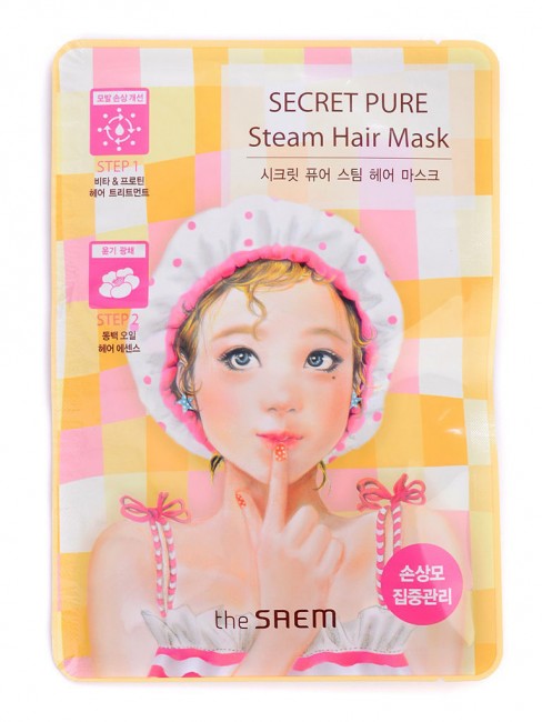 The Saem Маска для волос паровая для поврежденных волос Secret Pure Steam Hair Mask, 15г / 5г