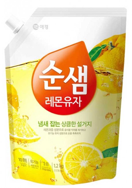 KeraSys Soonsaem Lemon & Yuzu Средство для мытья посуды Свежесть цитруса, 1,4 л (сменный блок)