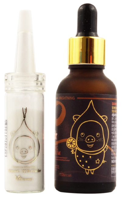 Elizavecca Powder+Vita Multi Whitening Souce Serum Пудра и отбеливающая сыворотка Vitamin C 100%, 30+12 г