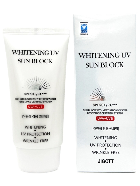 Jigott Осветляющий солнцезащитный крем для лица Whitening UV Sun Block Cream SPF50+/PA+++, 70 мл