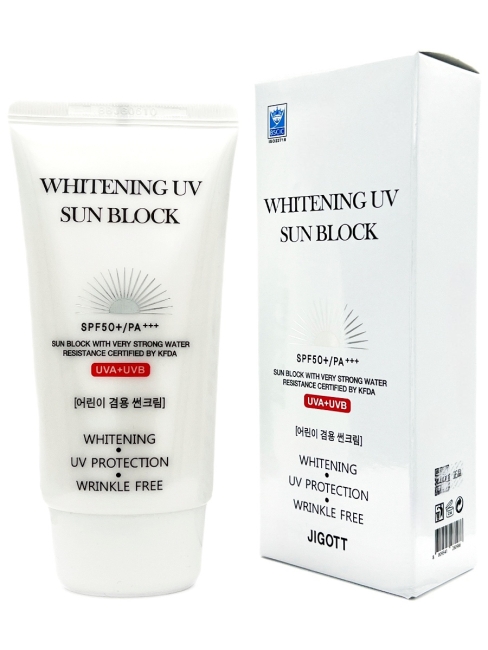 Jigott Осветляющий солнцезащитный крем для лица Whitening UV Sun Block Cream SPF50+/PA+++, 70 мл
