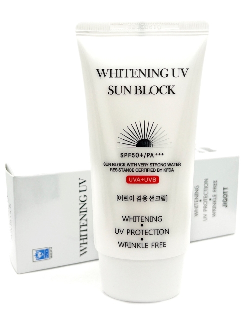 Jigott Осветляющий солнцезащитный крем для лица Whitening UV Sun Block Cream SPF50+/PA+++, 70 мл
