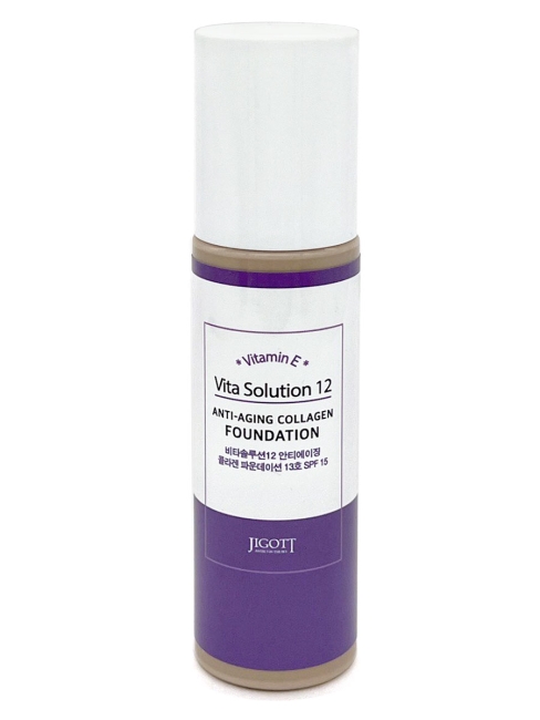 Jigott Тональный крем с коллагеном и витамином E антивозрастной тон 13 Vita Solution 12 Anti-Aging Collagen Foundation #13, 100 мл Jigott Тональный крем с коллагеном и витамином E антивозрастной тон 13 Vita Solution 12 Anti-Aging Collagen Foundation #13, 100 мл