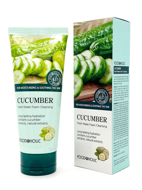 FoodaHolic Пенка для умывания с экстрактом огурца Cucumber Fresh Water Foam Cleansing, 180 мл FoodaHolic Пенка для умывания с экстрактом огурца Cucumber Fresh Water Foam Cleansing, 180 мл