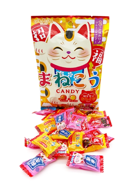 Senjaku Конфеты карамель леденцовая с предсказаниями Omikuji мандарин и яблоко Manekineko, 50 г