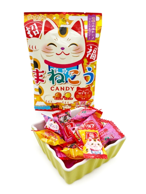 Senjaku Конфеты карамель леденцовая с предсказаниями Omikuji мандарин и яблоко Manekineko, 50 г