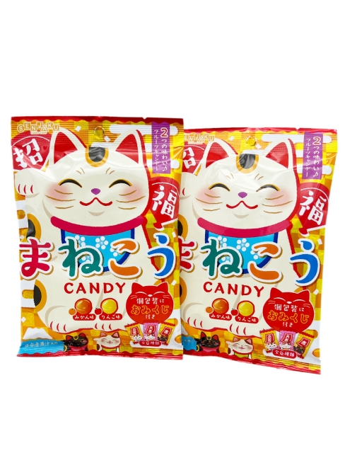 Senjaku Конфеты карамель леденцовая с предсказаниями Omikuji мандарин и яблоко Manekineko, 50 г