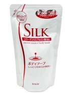 Kracie Жидкое мыло для тела увлажняющее с природным коллагеном и ароматом фруктов Silk Moist Essence Body Soap, 350 мл