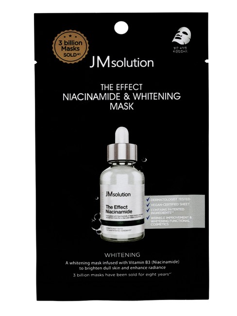 JMsolution Отбеливающая тканевая маска для лица с ниацинамидом The Effect Niacinamide & Whitening Mask, 5 шт х 24 мл JMsolution Отбеливающая тканевая маска для лица с ниацинамидом The Effect Niacinamide & Whitening Mask, 5 шт х 24 мл