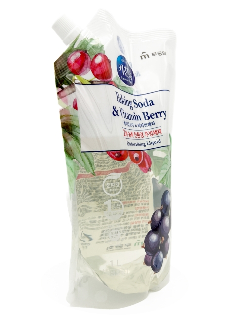Mukunghwa Гель для мытья посуды, детских бутылочек, овощей и фруктов с содой Baking Soda & Vitamin Berry, 1000 мл