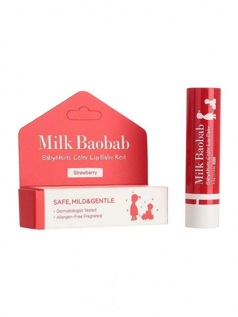 Milk Baobab Детский бальзам для губ с ароматом клубники Calming Lip Balm Red, 3.5 г