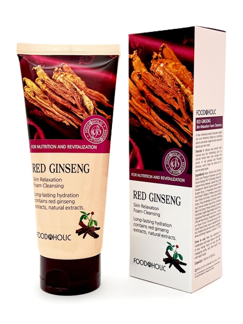 FoodaHolic Пенка для умывания с экстрактом красного женьшеня Red Ginseng Skin Relaxation Foam Cleansing, 180 мл