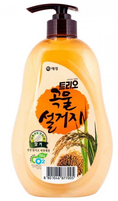 KeraSys Trio Trio Rice Bran Средство для мытья посуды Рисовые отруби, 750 мл