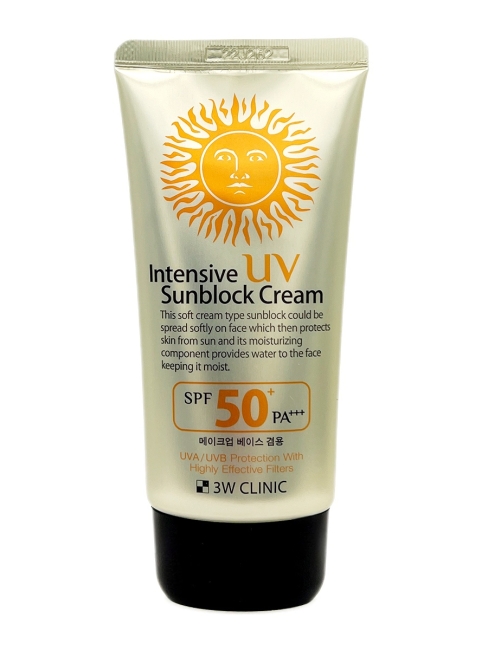 3W Clinic Солнцезащитный крем для лица интенсивный Intensive UV Sun Block Cream SPF50+/PA+++, 70 мл