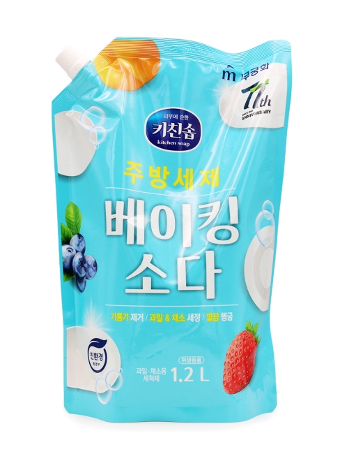 Mukunghwa Гель концентрат для мытья посуды, овощей, фруктов с содой фруктово-ягодный аромат, 1200 мл Mukunghwa Гель концентрат для мытья посуды, овощей, фруктов с содой фруктово-ягодный аромат, 1200 мл