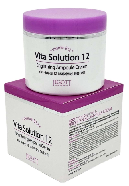 Jigott Крем для сияния кожи лица с витамином B12 Vita Solution 12 Brightening Ampoule Cream, 100 мл Jigott Крем для сияния кожи лица с витамином B12 Vita Solution 12 Brightening Ampoule Cream, 100 мл