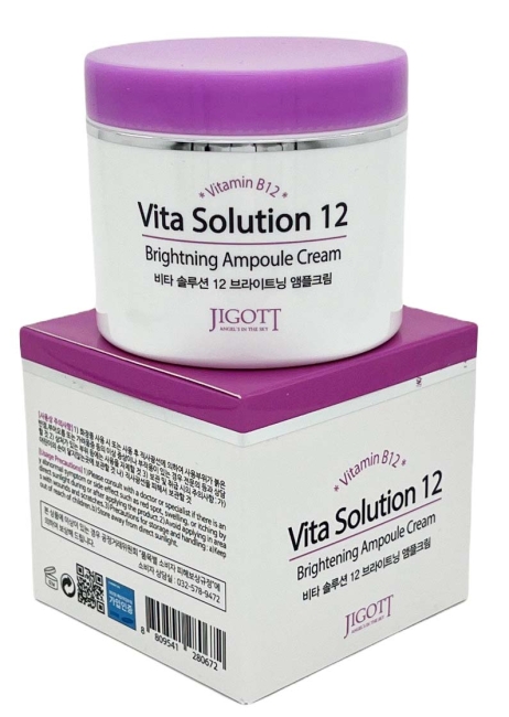 Jigott Крем для сияния кожи лица с витамином B12 Vita Solution 12 Brightening Ampoule Cream, 100 мл Jigott Крем для сияния кожи лица с витамином B12 Vita Solution 12 Brightening Ampoule Cream, 100 мл