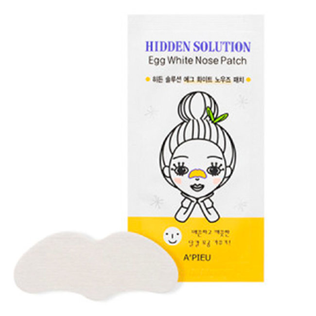 A'PIEU Hidden Solution Egg White Nose Patch Очищающие патчи для носа с экстрактом яичного белка, 1 шт