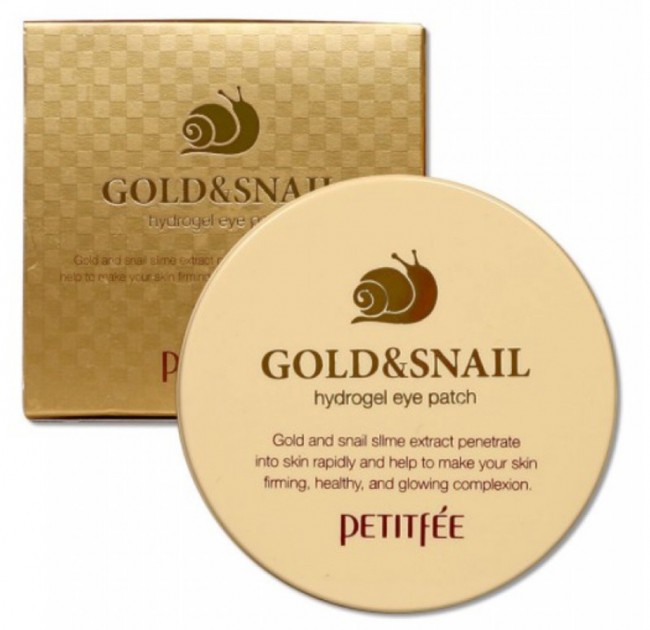 Petitfee Gold & Snail Eye Patch Гидрогелевые патчи для глаз с золотом и муцином улитки, 60 шт