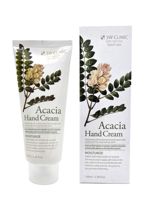 3W Clinic Крем для рук увлажняющий с экстрактом акации Moisturizing Acacia Hand Cream, 100 мл 3W Clinic Крем для рук увлажняющий с экстрактом акации Moisturizing Acacia Hand Cream, 100 мл
