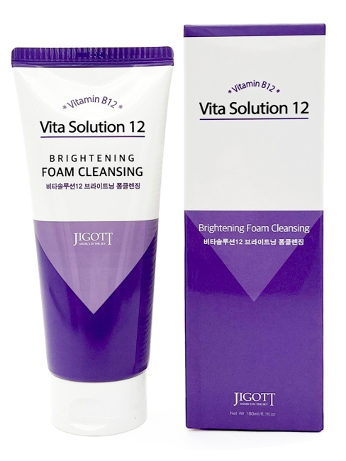 Jigott Пенка для умывания осветляющая с витамином B12 Vita Solution 12 Brightening Foam Cleansing, 180 мл