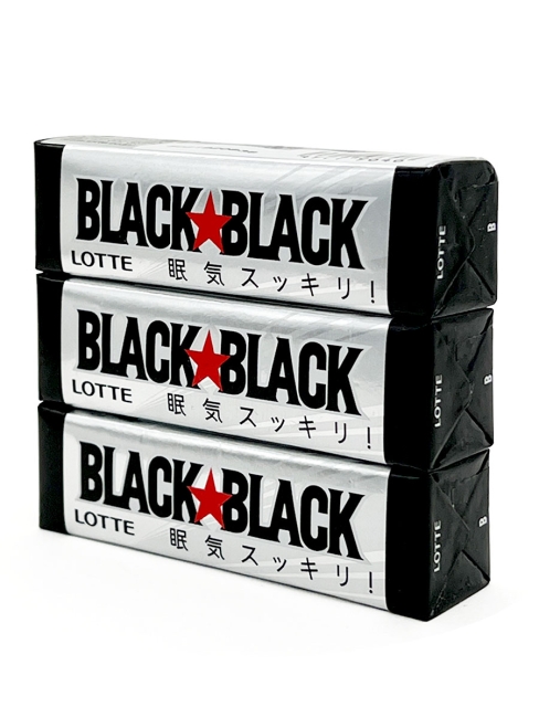 LOTTE Жевательная резинка с кофеином 3 пачки Black Black Chewing Gum, 3x32 г LOTTE Жевательная резинка с кофеином 3 пачки Black Black Chewing Gum, 3x32 г