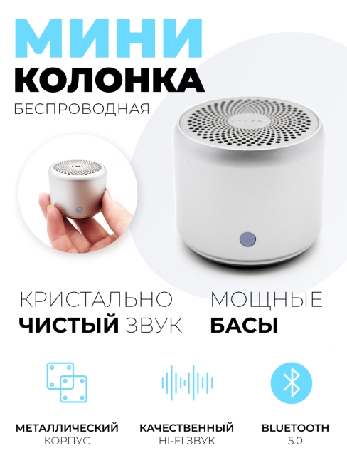 EWA Lipusen Портативная Bluetooth колонка серебристая A106 Pro Silver, 3 Вт