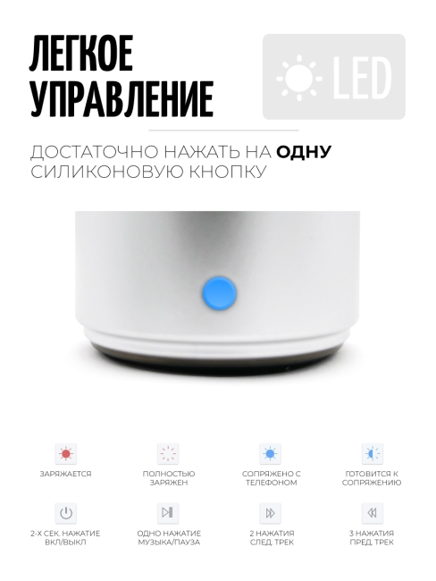 EWA Lipusen Портативная Bluetooth колонка серебристая A106 Pro Silver, 3 Вт