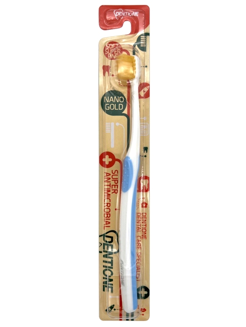 EQ Maxon Зубная щетка компактная с ионами Золота средней жесткости Голубая Dentone Nano Gold Toothbrush Blue, 1 шт EQ Maxon Зубная щетка компактная с ионами Золота средней жесткости Голубая Dentone Nano Gold Toothbrush Blue, 1 шт