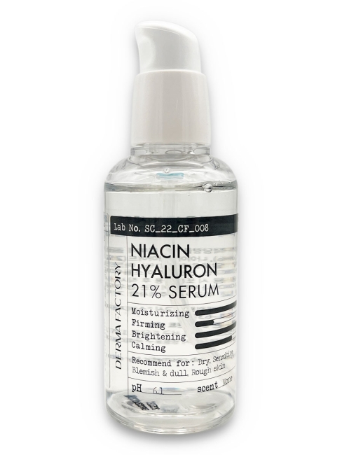 Derma Factory Увлажняющая сыворотка для лица с ниацинамидом и гиалуроновой кислотой Niacin Hyaluron 21% Serum, 80 мл Derma Factory Увлажняющая сыворотка для лица с ниацинамидом и гиалуроновой кислотой Niacin Hyaluron 21% Serum, 80 мл