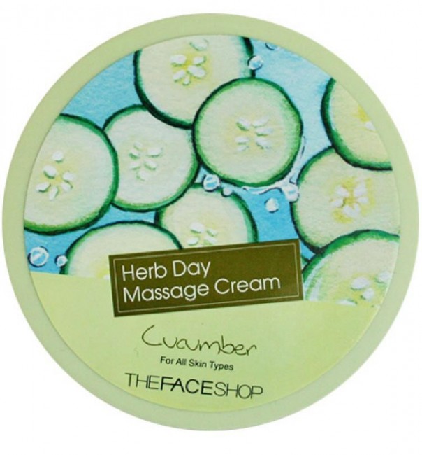 THE FACE SHOP Herb Day Massage Cream Cucumber Очищающий крем для лица c экстрактом огурца, 150 мл THE FACE SHOP Herb Day Massage Cream Cucumber Очищающий крем для лица c экстрактом огурца, 150 мл