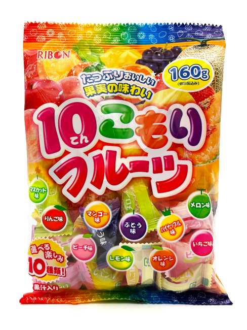 RIBON Карамель леденцовая ассорти из 10 фруктовых вкусов 10 Komori Fruit, 160 г RIBON Карамель леденцовая ассорти из 10 фруктовых вкусов 10 Komori Fruit, 160 г