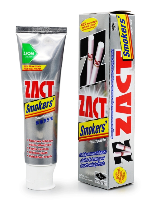 LION Зубная паста отбеливающая против сигаретного налета Zact Smokers Toothpaste, 150 г