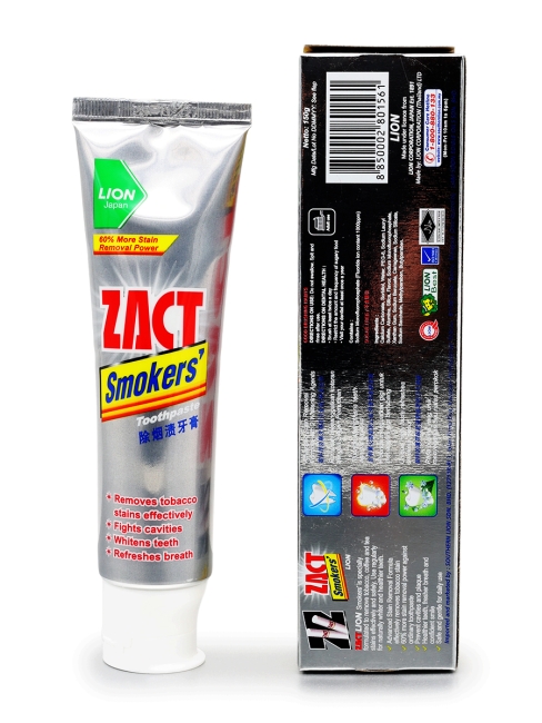 LION Зубная паста отбеливающая против сигаретного налета Zact Smokers Toothpaste, 150 г