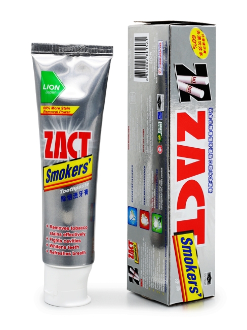LION Зубная паста отбеливающая против сигаретного налета Zact Smokers Toothpaste, 150 г