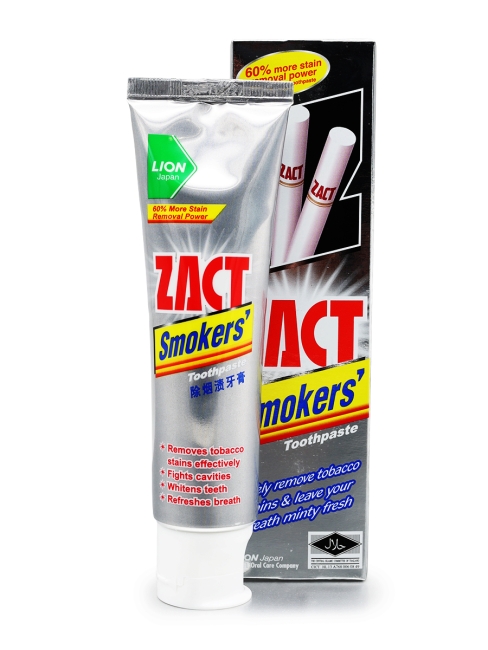 LION Зубная паста отбеливающая против сигаретного налета Zact Smokers Toothpaste, 150 г