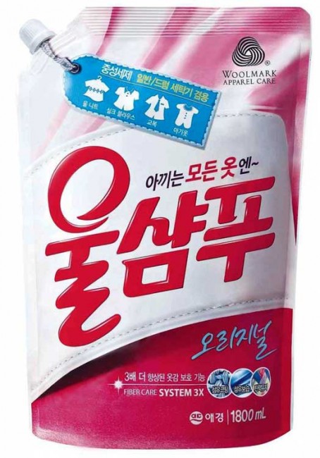 KeraSys Wool Shampoo Original Средство жидкое для стирки Оригинальное, 1,8 л (сменный блок)