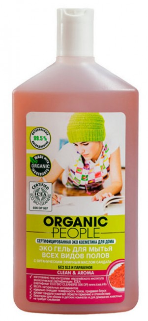 Organic People Эко гель для мытья всех видов полов с органическим эфирным маслом сандала, 500 мл Organic People Эко гель для мытья всех видов полов с органическим эфирным маслом сандала, 500 мл