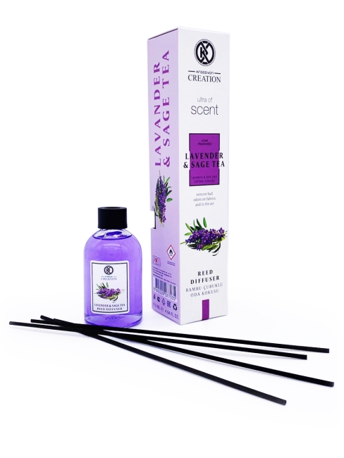 Kreasyon Аромадиффузор с палочками Лаванда и Черный Чай Reed Diffuser Lavender & Sage Tea, 115 мл Kreasyon Аромадиффузор с палочками Лаванда и Черный Чай Reed Diffuser Lavender & Sage Tea, 115 мл