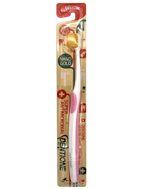 EQ Maxon Зубная щетка компактная с ионами Золота средней жесткости Розовая Dentone Nano Gold Toothbrush Pink, 1 шт EQ Maxon Зубная щетка компактная с ионами Золота средней жесткости Розовая Dentone Nano Gold Toothbrush Pink, 1 шт